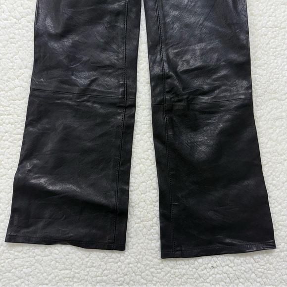 J Brand Black Lambskin Leather Bootcut Pants - Picture 3 of 12